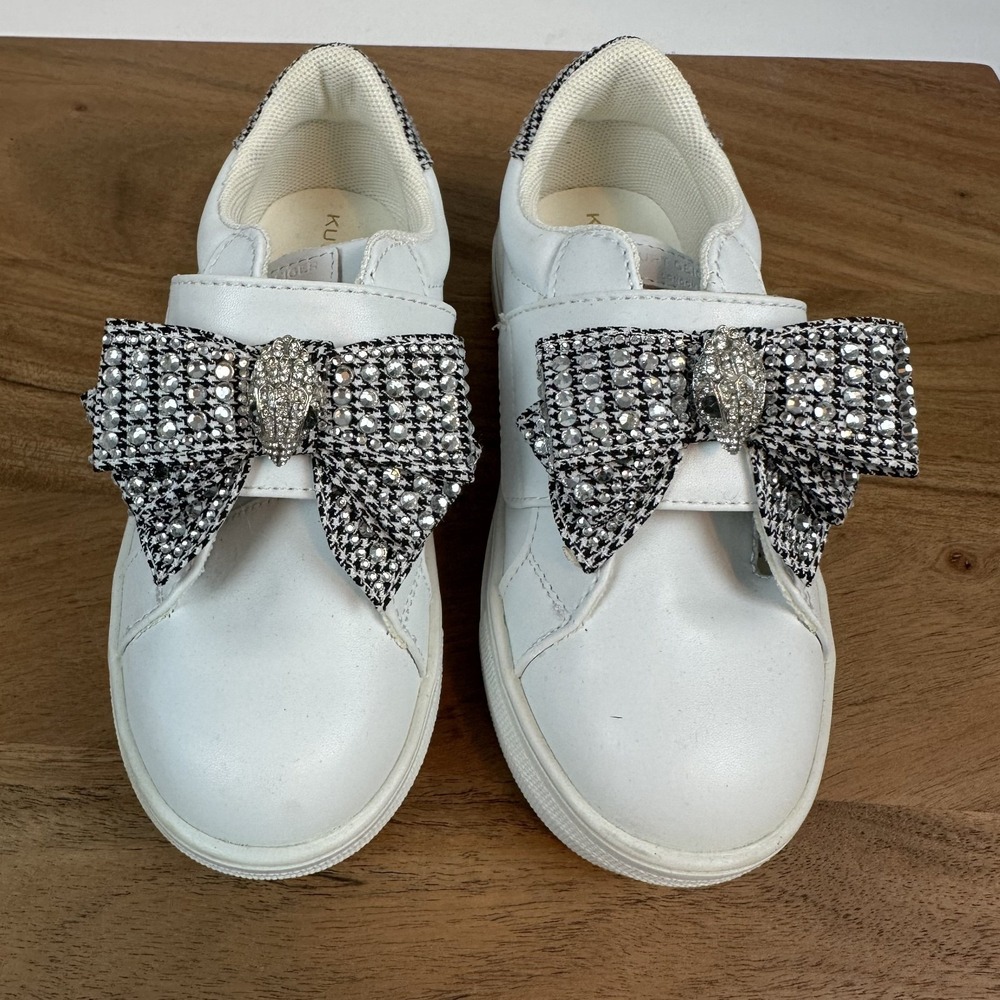 Little Kids Kurt Geiger London Mini Laney Bow White Sneakers Shoes Size 10 C EUC